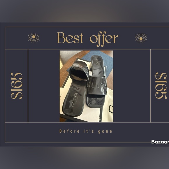 **SOLD*****Gucci, Black rubber slides size 38 USA 8 - Picture 2 of 9